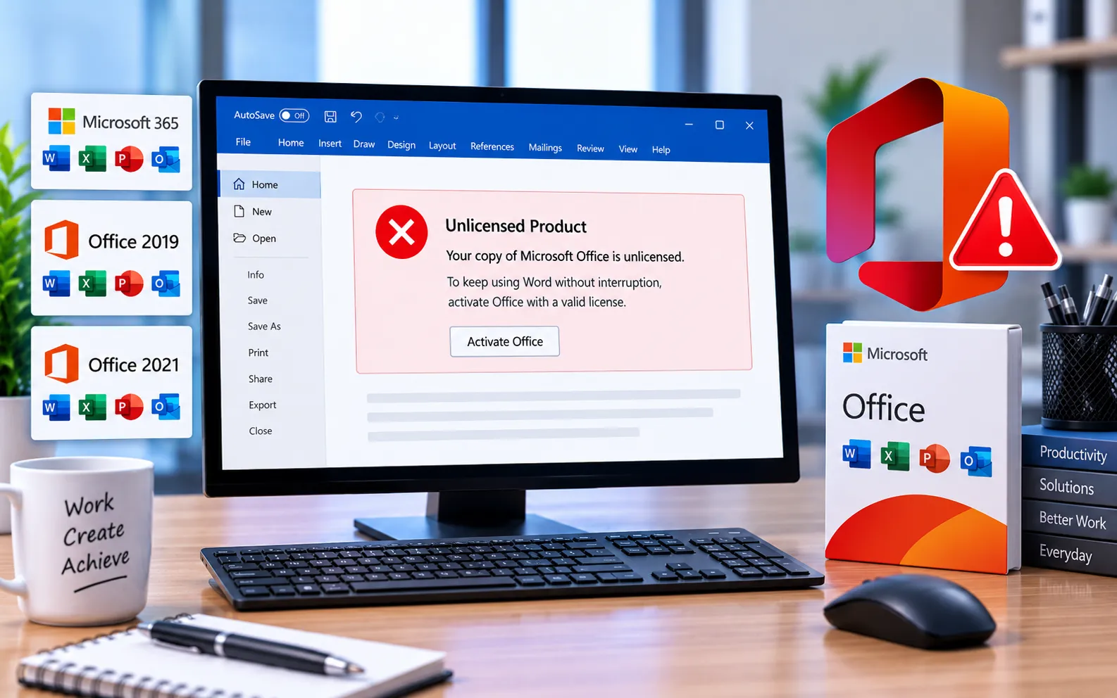 Office 365 2019 2021 Unlicensed Product fix